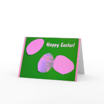 Happy Easter Green Pink Eggs Fun TEMPLATE Greeting Card