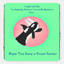 Happy Easter Killer Whale with Easter bunny ears s Stickers