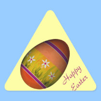 "Happy Easter" - Orange and Yellow Egg stickers