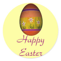 "Happy Easter" - Orange and Yellow Egg Stickers