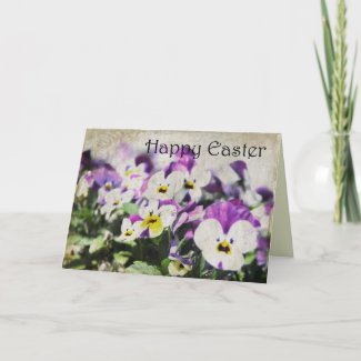 Happy Easter Pansies Greeting Card