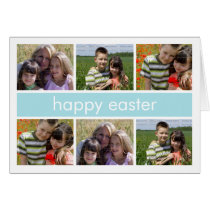Happy Easter Photo Collage Light Blue Folded cards