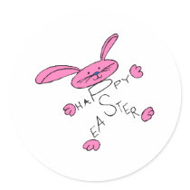 HAPPY EASTER-pink bunny stickers