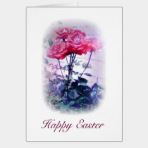 Happy Easter Red Roses Greeting Card cards