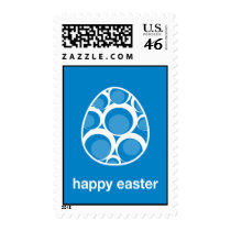 happy easter retro egg blue stamps