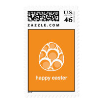 happy easter retro egg orange postage