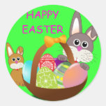 HAPPY EASTER ROUND STICKER