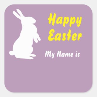 Happy Easter Square Name Tag