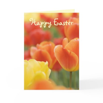 Happy Easter Tulips Greeting Cards by Spice