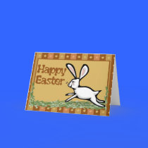 Happy Easter White Rabbit Earthy Card