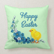 Happy Easter With a Baby Chick Pillow