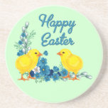 Happy Easter With Baby Chicks Beverage Coaster
