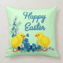 Happy Easter With Baby Chicks Pillows