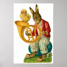 Happy Easter With French Horn Posters