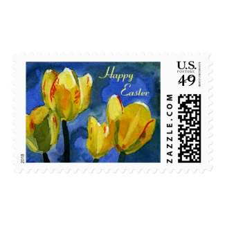 Happy Easter Yellow Tulips Postage