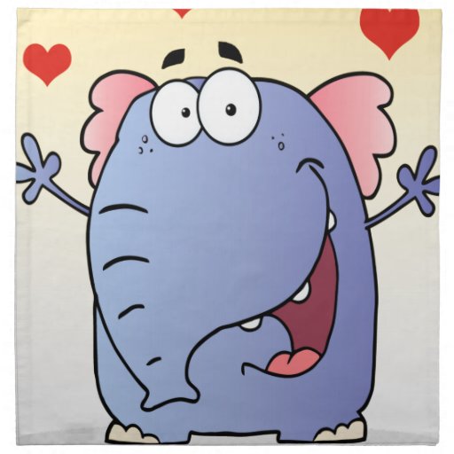 Happy Elephant Cartoon Character Cloth Napkin Zazzle