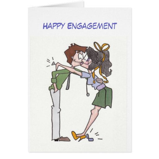 Happy Engagement Cartoon Card | Zazzle