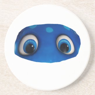 Happy Eyes Blue Cutout coaster
