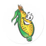 happy face corn on the cob round sticker
