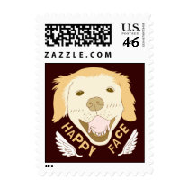 Happy Face Dog Doodle Art Postage stamps