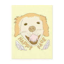 Happy Face Dog Doodle Art Postcard