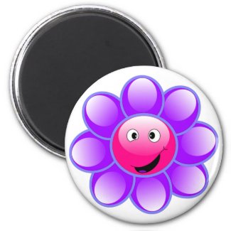 Happy Face Flower Magnet magnet