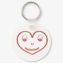 Happy face heart keychains