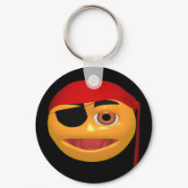 Happy Face Pirate Keychain by halloween_tshirts Happy Face Pirate Keychain