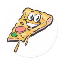 happy face pizza slice stickers