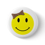 Happy Face Red Plaid Pinback Button