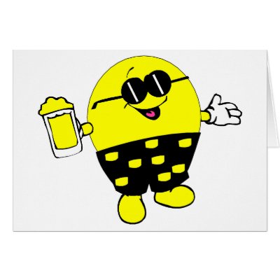 Happy Face with Beer Cards by TeeZazzle