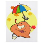 happy fall leaf with umbrella cartoon custom flyer