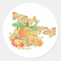 Happy Fall Round Stickers