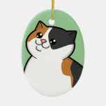 Happy Fat Calico Cat Keepsake Ornament