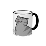 Happy Fat Silver Tabby Cat Ringer Mug