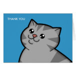 Happy Fat Silver Tabby Cat Thank You Note Cards