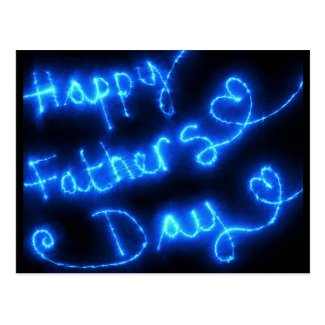 Happy Father's Day Blue Lights Postcard
