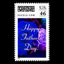 Happy Father's Day Blue Purple Rose Postage stamps