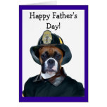 Happy Father's Day Boxer fireman greeting card