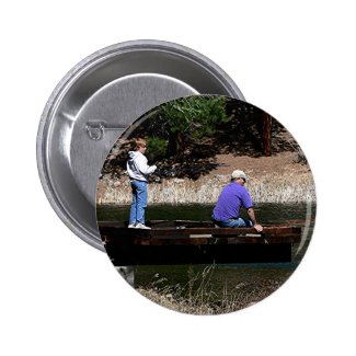 Happy Fathers Day Fishing Pinback Buttons