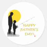 Happy Father's Day Fishing Silhouette Round Stickers