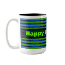 Happy Fathers Day green blue mugs