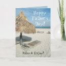 Happy Father's Day Greeting Card - Add your custom text inside this cute Happy Father's Day Greeting Card. Ocean beach cabana design. Dad, relax and enjoy father's day!