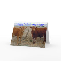 Happy Father's Day - Red Cow Animal Humor - Ranch Greeting Cards