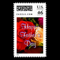 Happy Father's Day- Red Yellow Rose Postage stamps