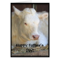 Happy Father's Day white cow greeting card