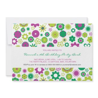 Happy Flower Birthday Invitation invitation