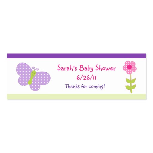 Happy Flower & Butterflies Favor/Tags Business Card (front side)