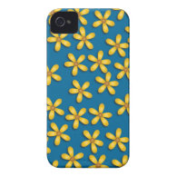 Happy Flowers Blue iPhone 4 Case