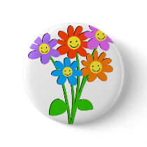Happy Flowers Button